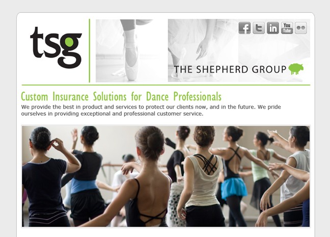 The Shepherd Group Landing Page for Dance Studios